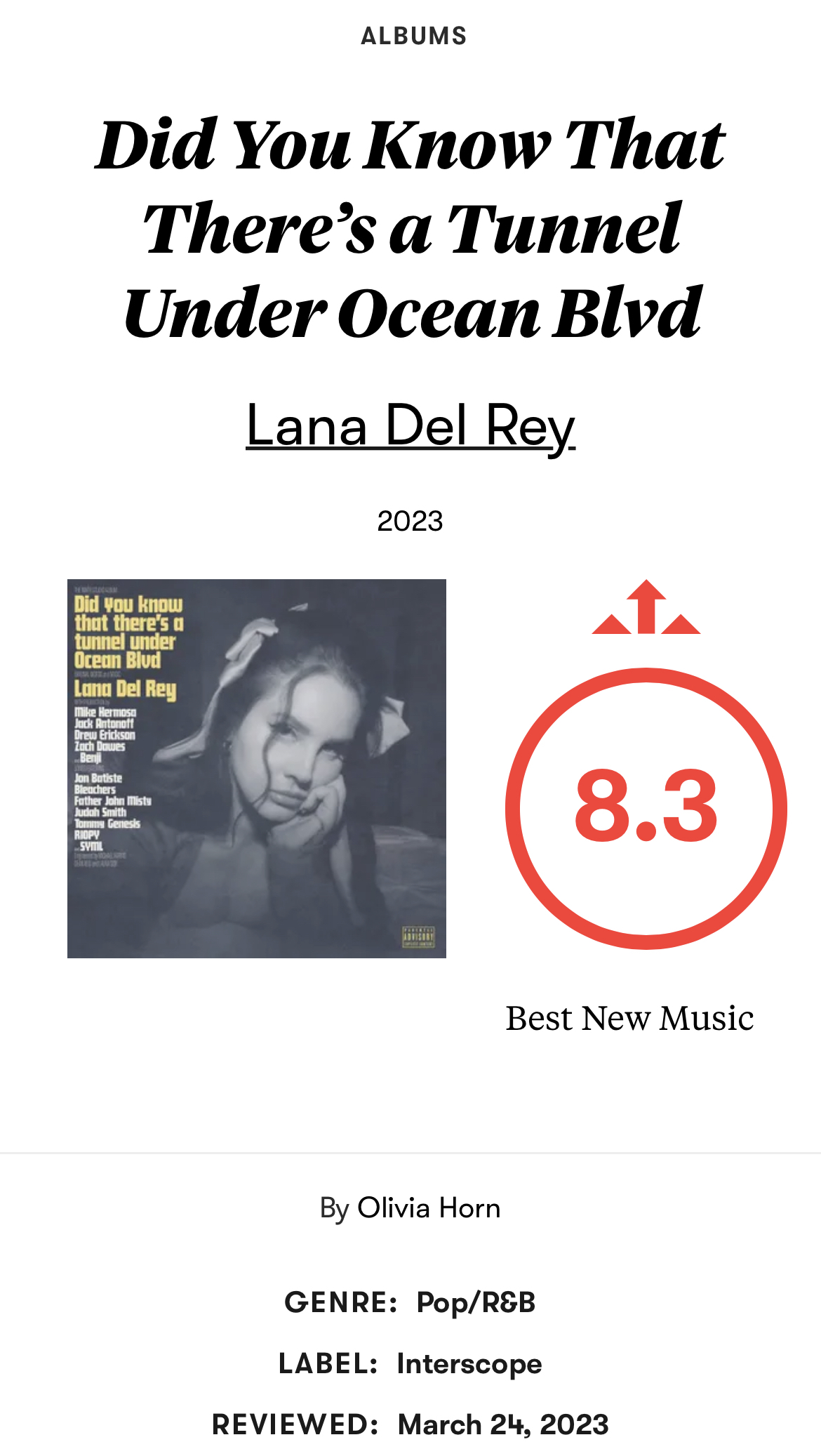 【渣翻】Pitchfork评Lana Del Rey Did You Know That There’s a Tunnel 哔哩哔哩
