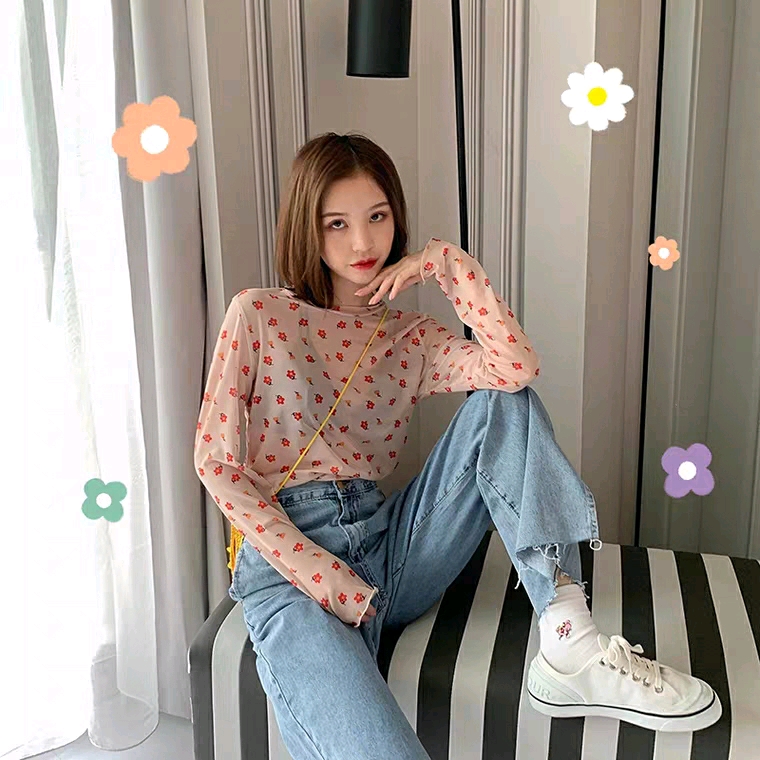 泫雅风小花内搭薄款