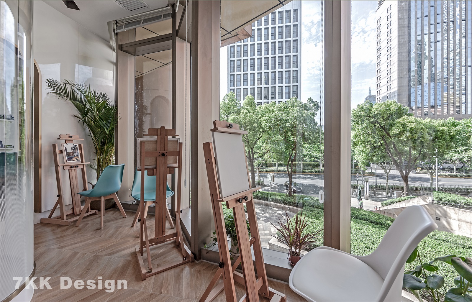 走廊靠窗自由的绘画空间,外面的景色随着一年四季的变换,可以很好的