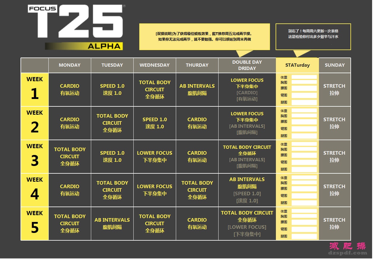 Focus T25 课程表 - 哔哩哔哩