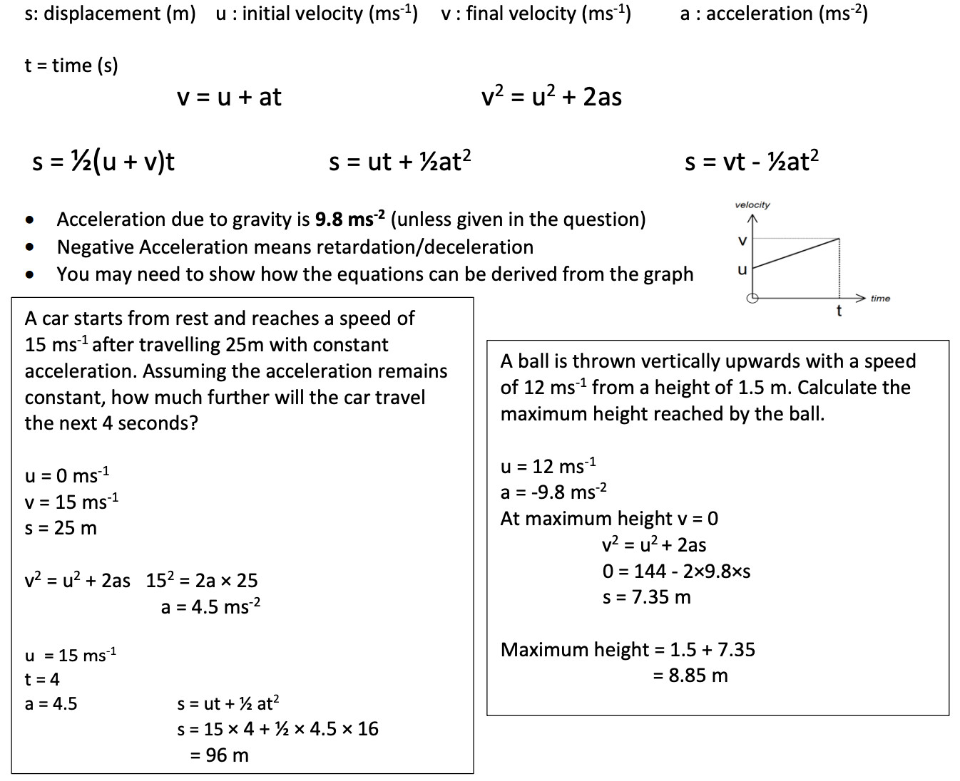 1 2 edexcel a level maths mechanics notes 