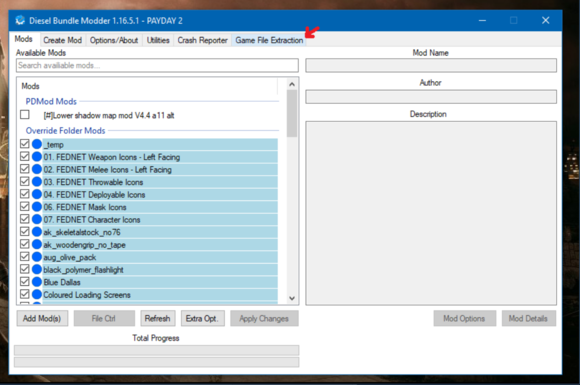 how to use game file extractor on payday 2 bundle modder