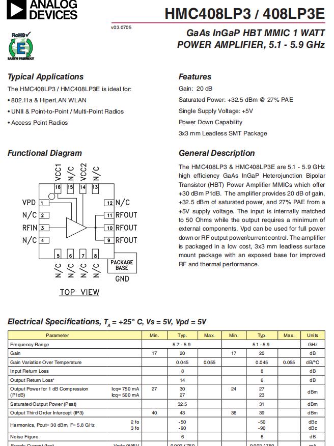 Asemi hmc408lp3etr adi hmc408lp3etr 