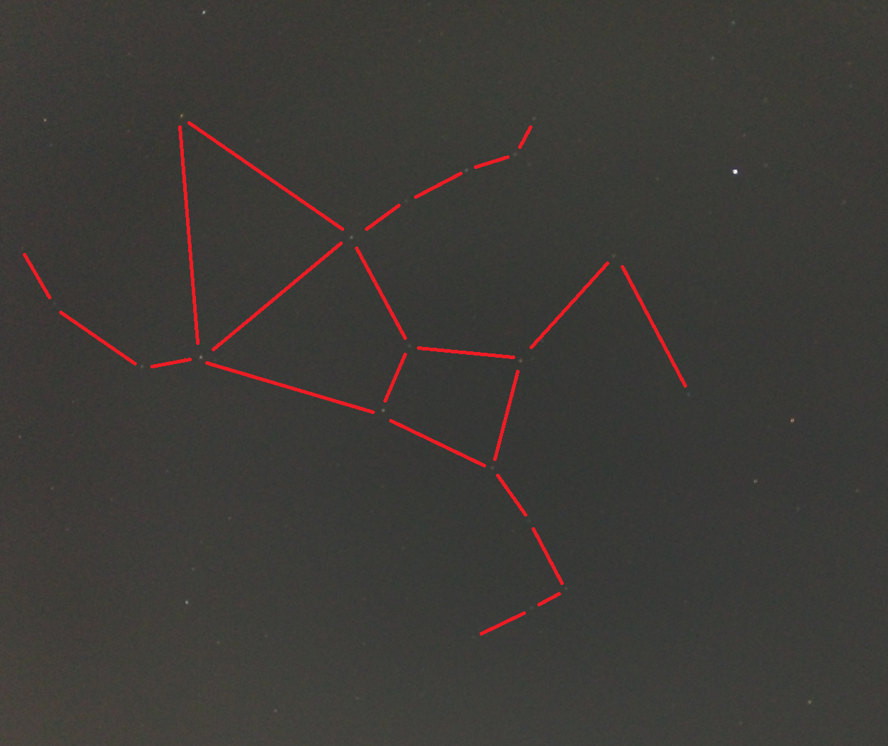 一膝盖指向织女星,小腿指向天龙座; α星在蛇夫座的肩旁边.