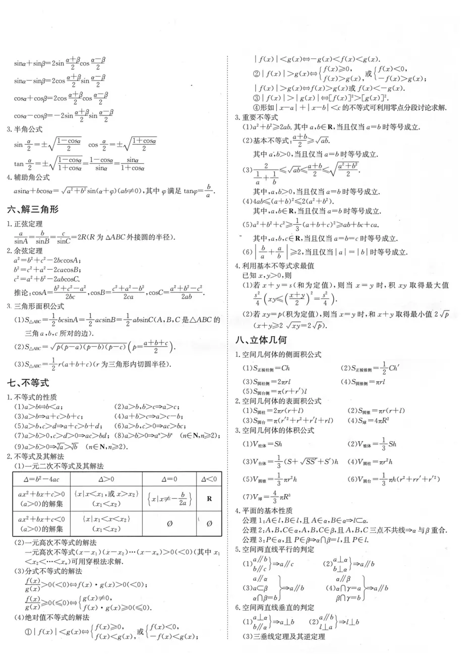 转载 高考数学必背公式整理 衡水中学 哔哩哔哩