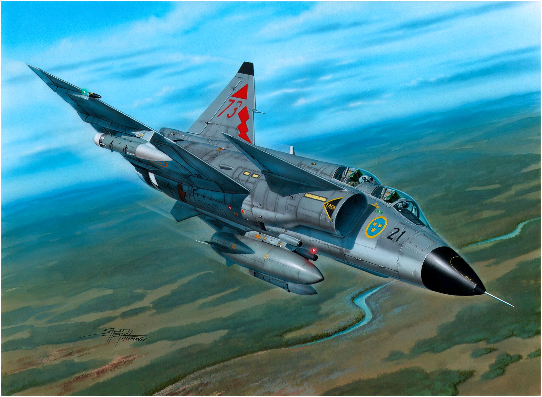 战斗机优秀绘画作品,力与美的结合(十二)