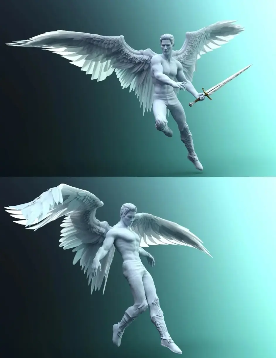 绘画参考 天使の制裁 天使的翅膀和动态姿势参考 哔哩哔哩