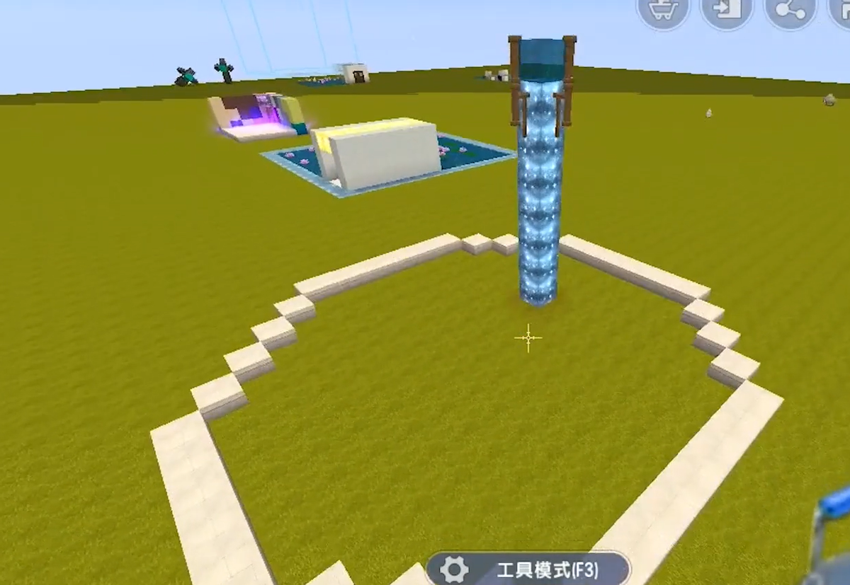 迷你世界:高颜值可控旋转喷泉,建造仅需三步
