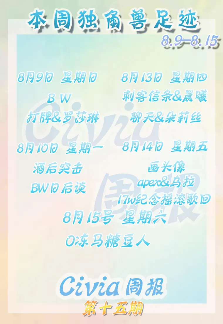 希薇娅周报 第十五期 8 9 8 15 哔哩哔哩