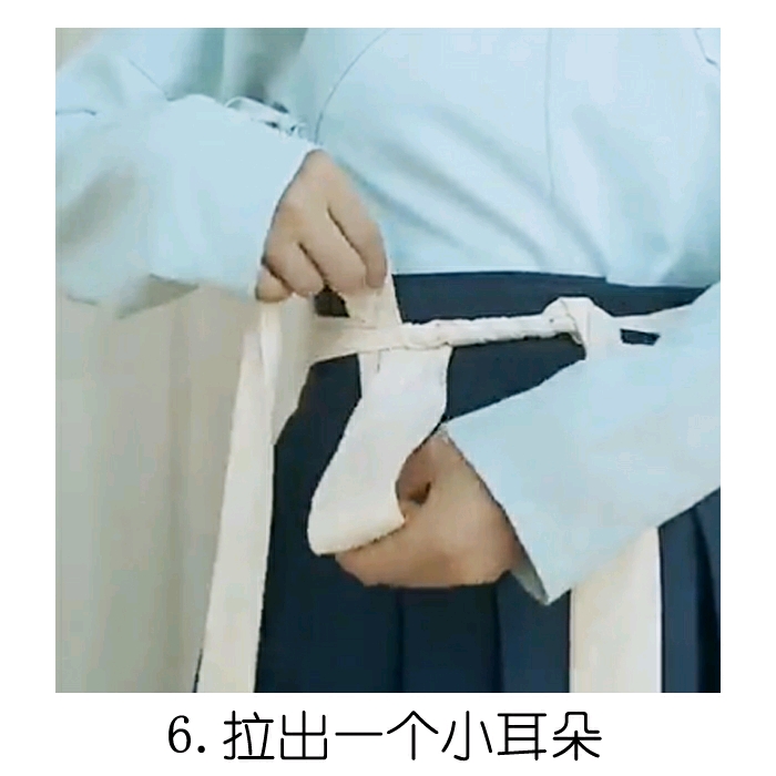 汉服汉元素一片式系带齐腰襦裙穿法教程