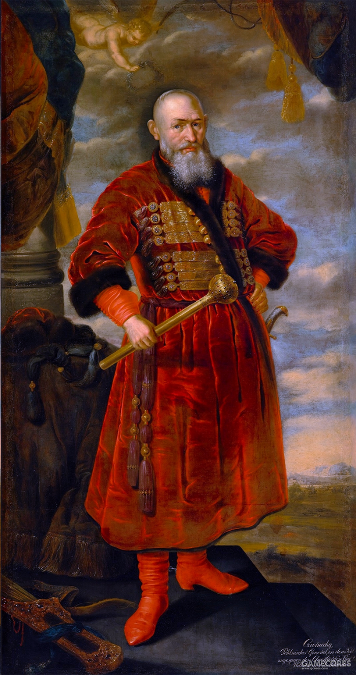 身穿传统波兰服饰的大贵族,名将,斯特凡·察格捏斯基,战锤代表权力.