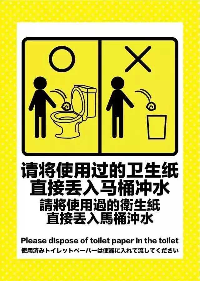 纸巾禁止扔马桶提示图片