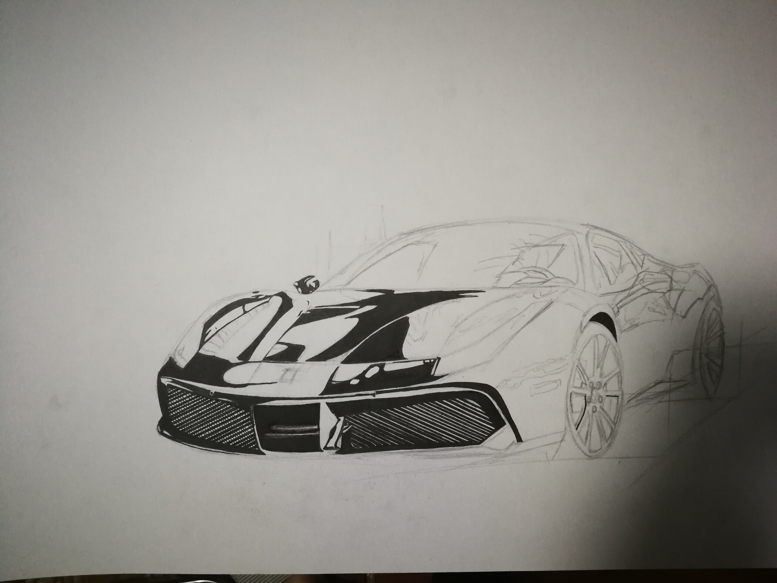 法拉利赛车素描画图片