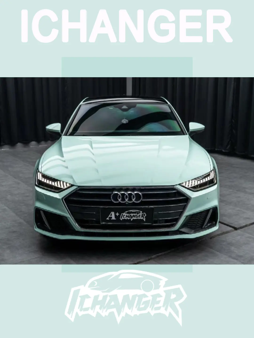 奥迪a7icr改色膜奶油薄荷绿一种清新的象征