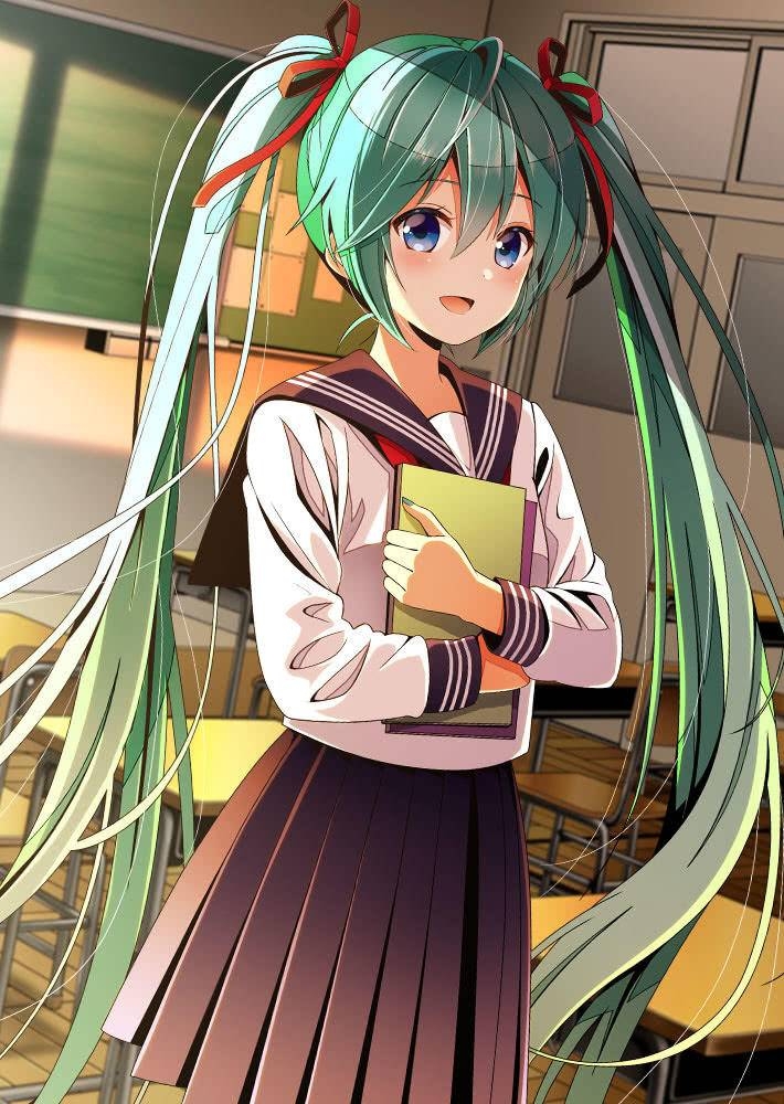 初音未来单马尾校服图片