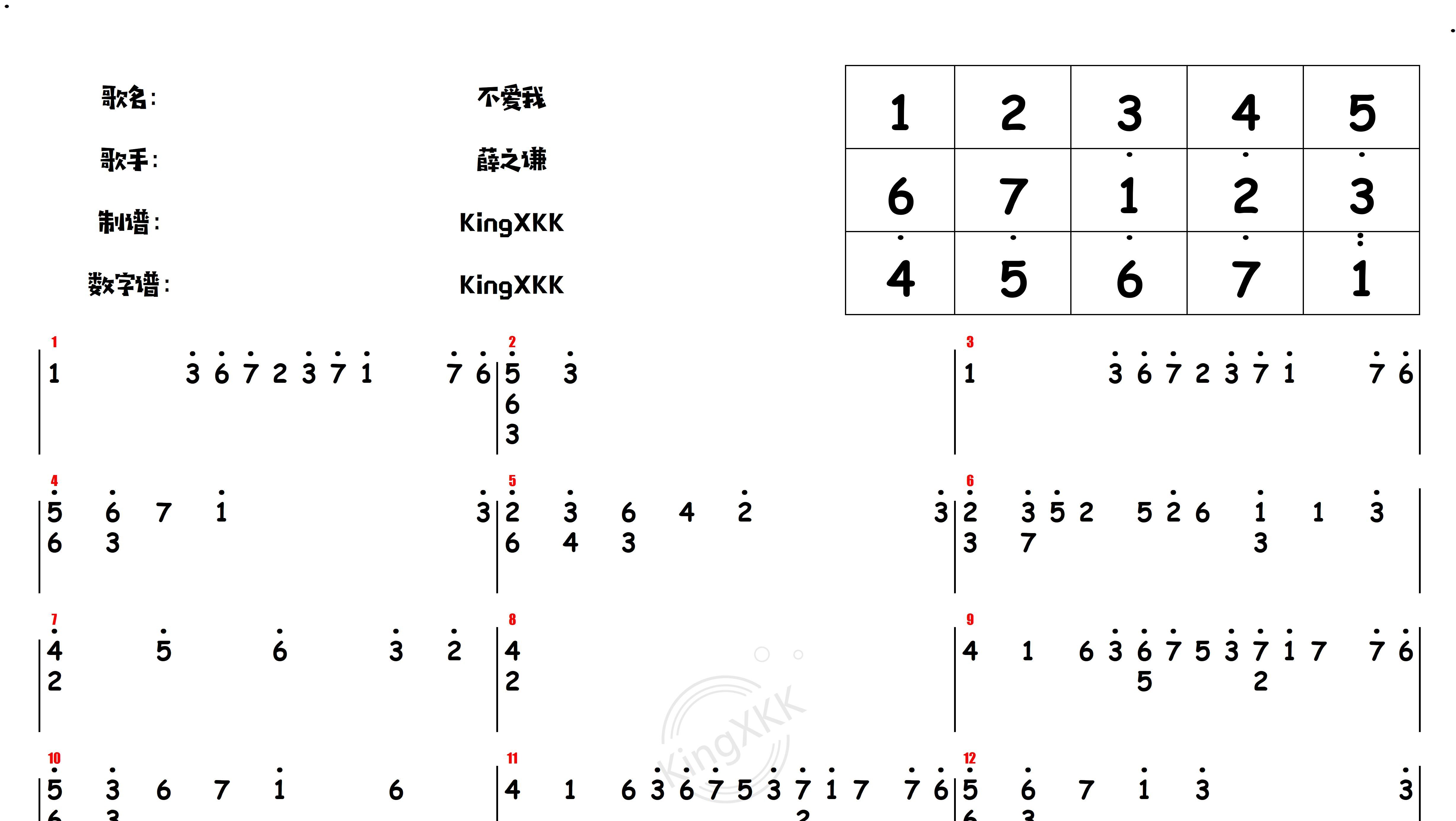 光遇《下山》数字简谱图片