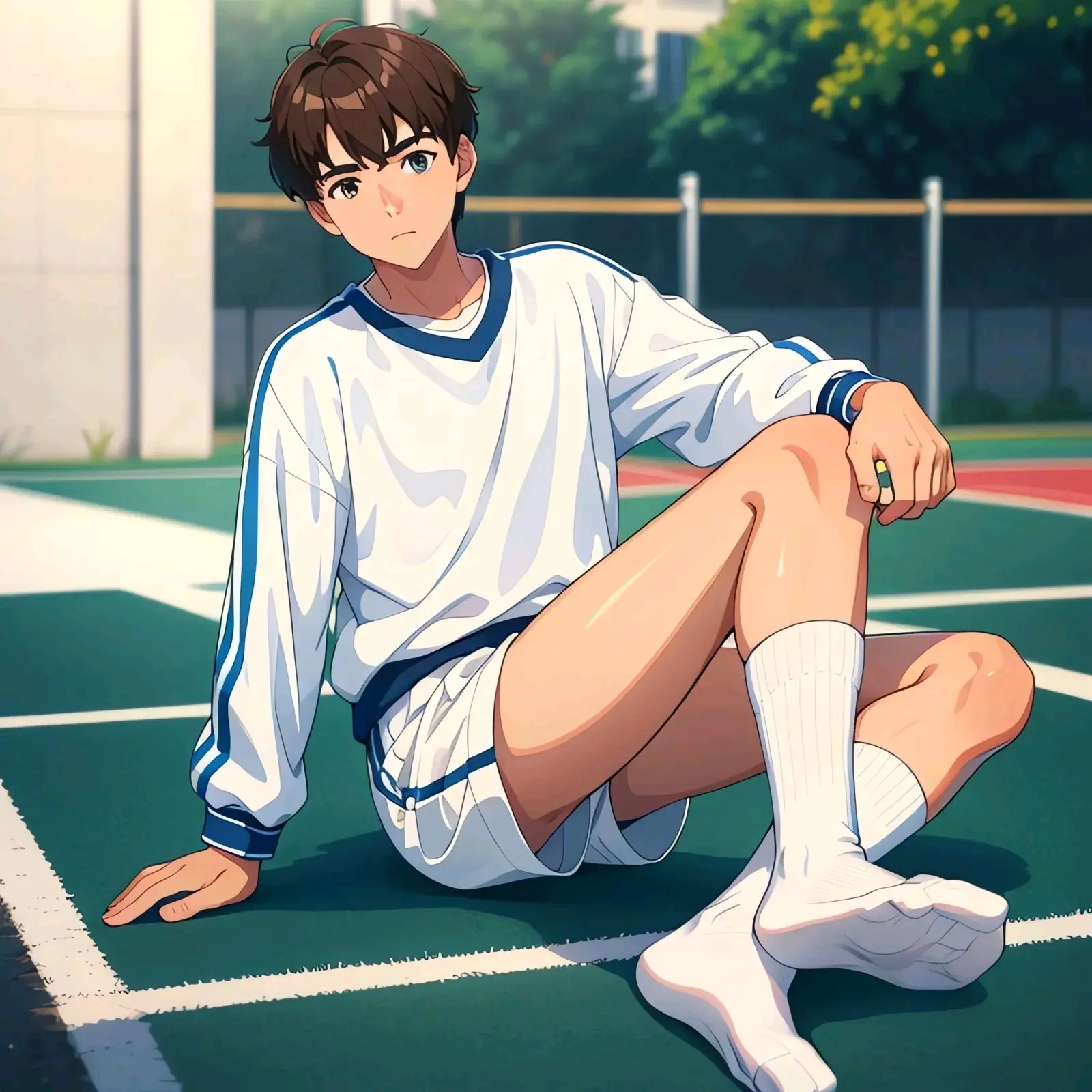 热爱运动的足球少年白袜vs黑袜