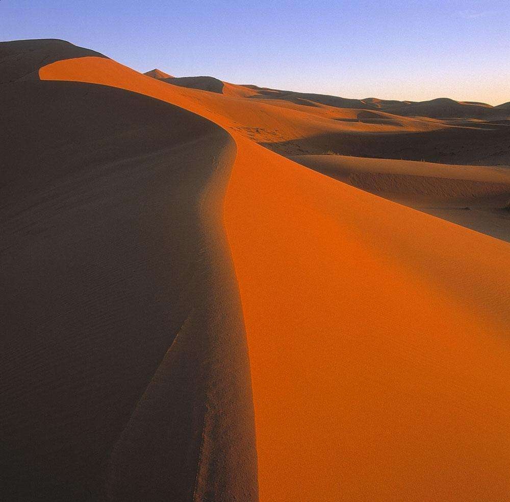 飞沙大漠黄金色,阳光驼队撒哈拉