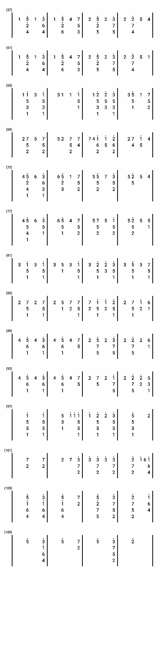 光遇琴谱(past lives)数字琴谱