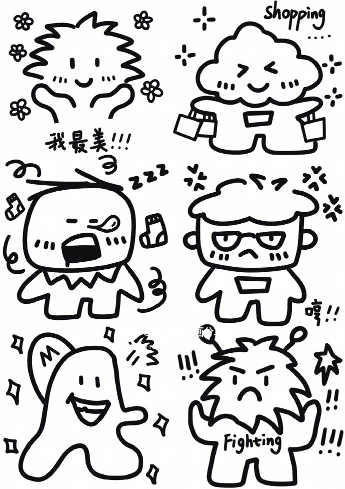 【绘画参考】可爱的黑白简笔画涂鸦/手账素材 - 哔哩哔哩