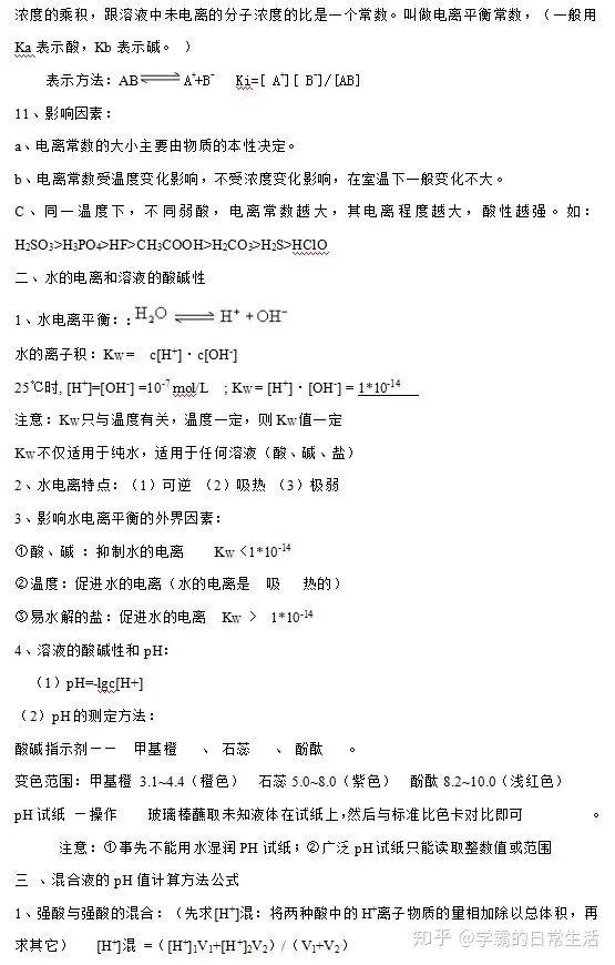 高中化学选修4 水溶液中的离子平衡知识点 习题总结 一份全搞定 哔哩哔哩