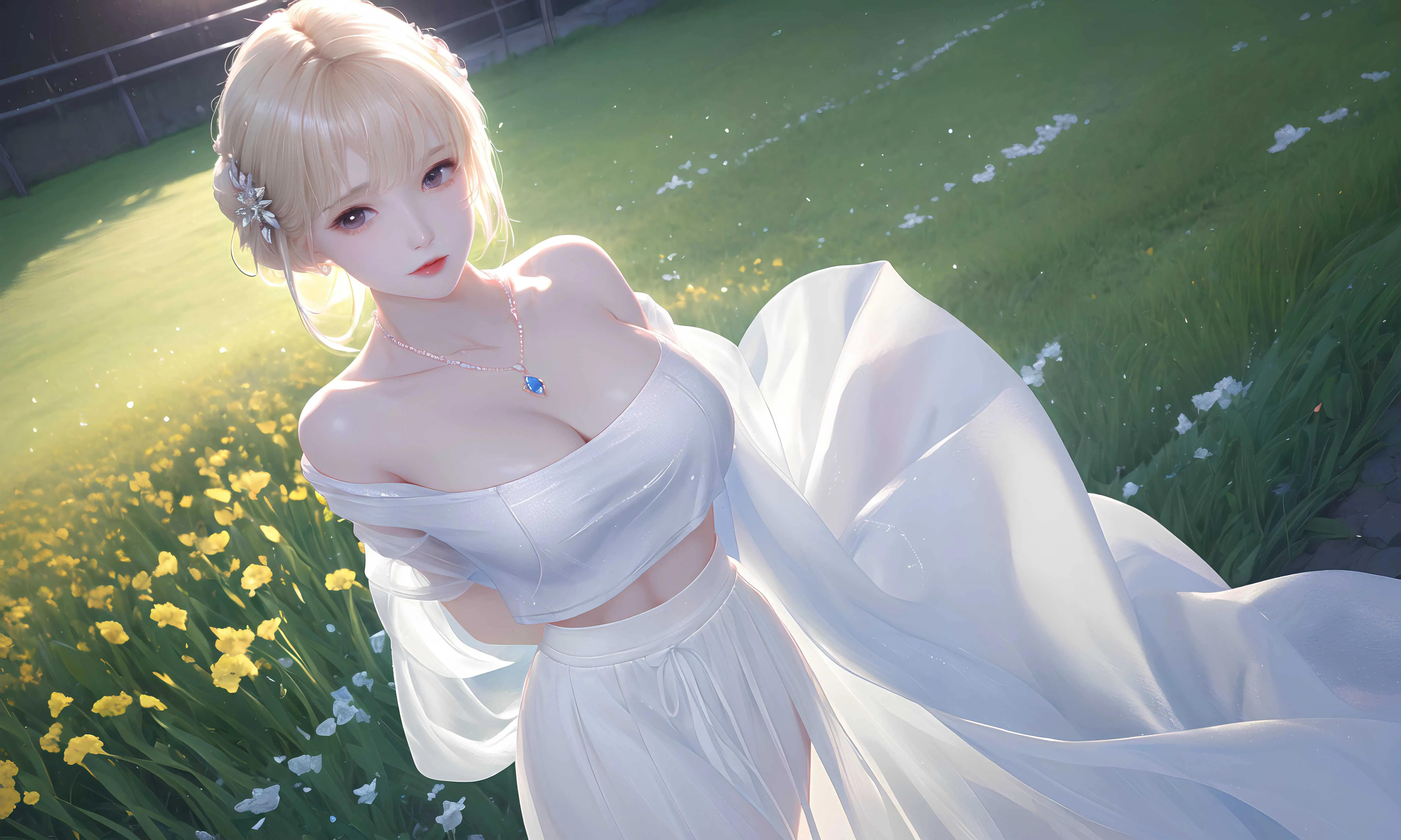 白色纯欲风小公主ai绘画图集动漫卡通二次元手机电脑高清壁纸cg