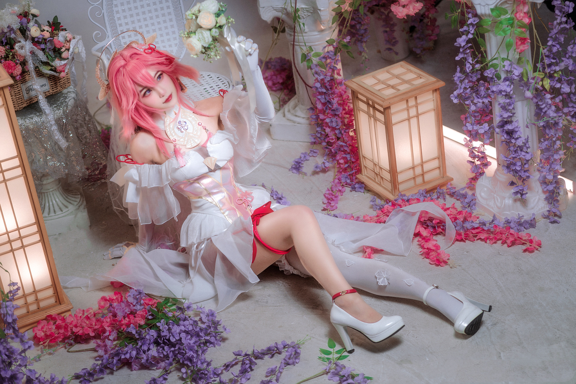 九叔叔叔叔啊原神八重神子同人花嫁cosplay7