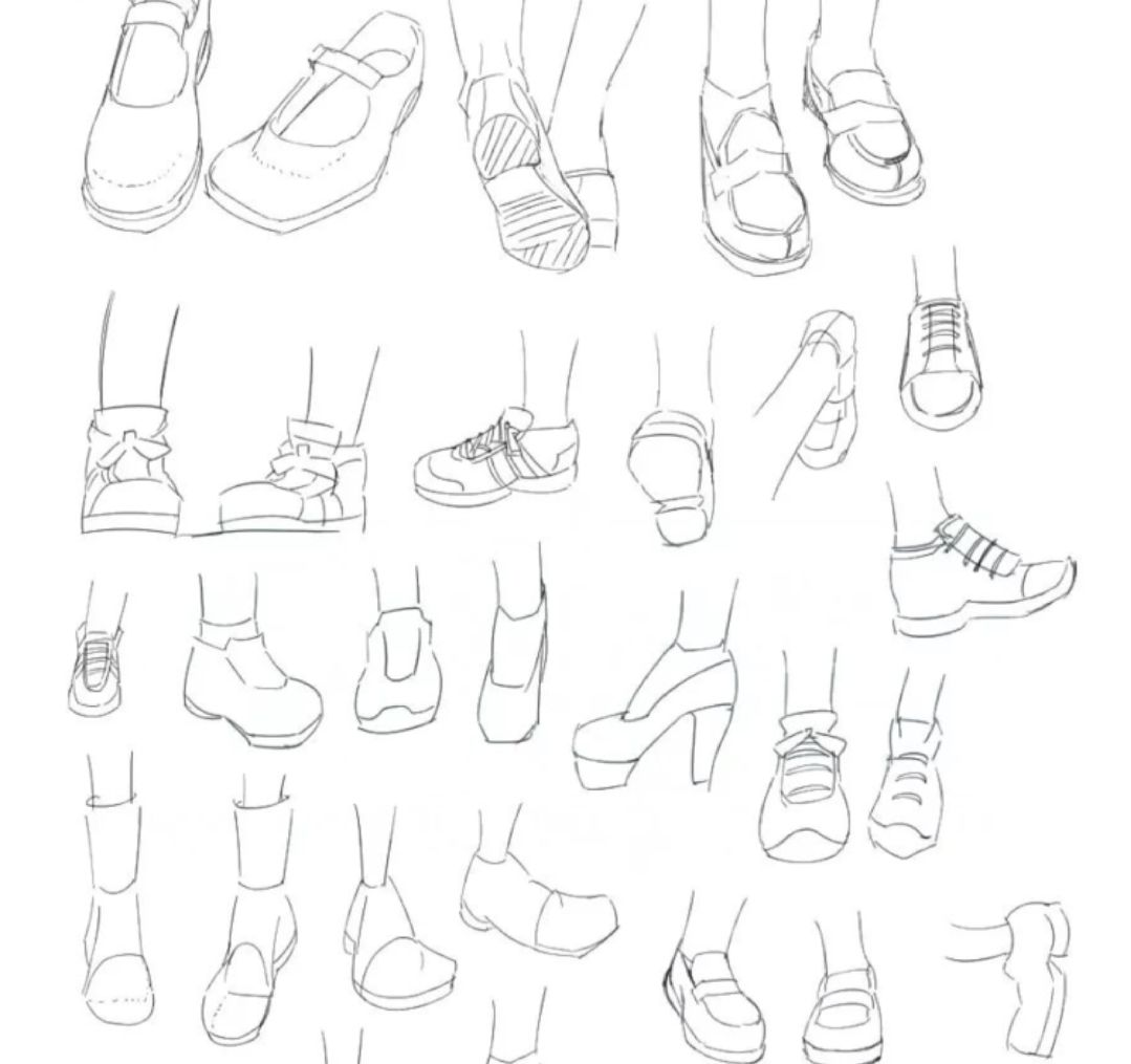【漫画教程】脚与鞋子的画法，高跟鞋、布鞋等6种常见鞋子的练习素材 - 知乎