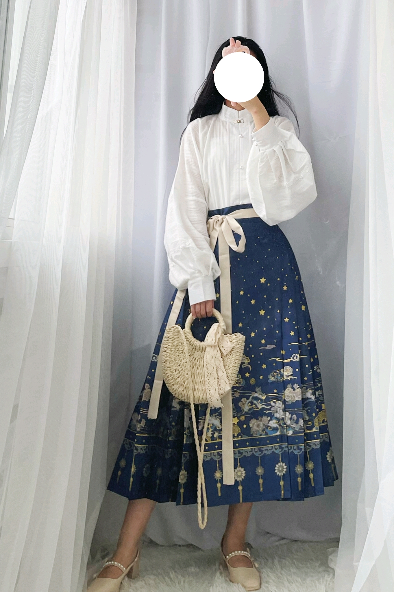 每日汉服上新(69)衫袂语上新!绝美灯笼袖立领,日常格子马面裙