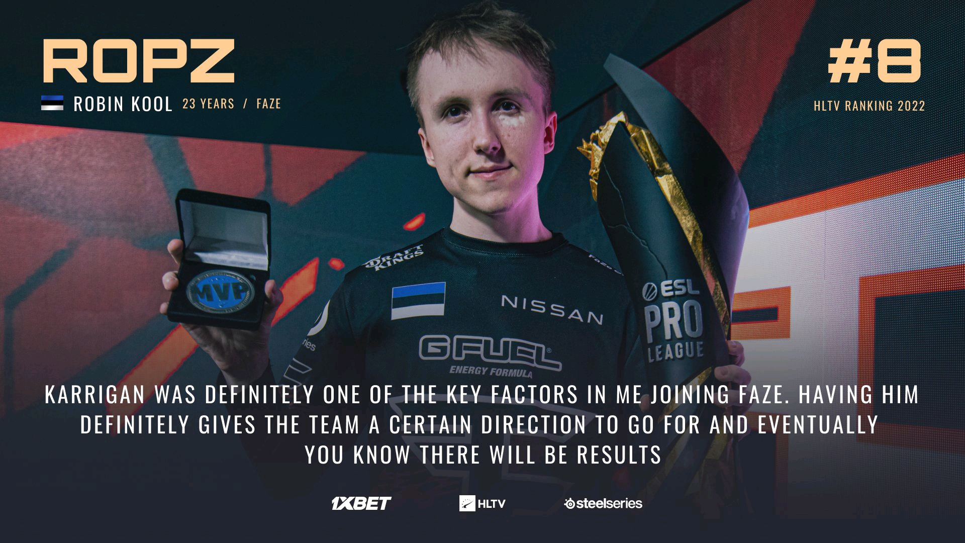 【CSGO】2022年度HLTV top排名第8位：“ropz” 哔哩哔哩