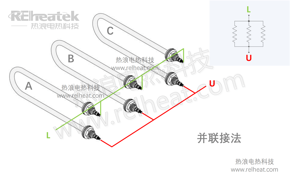 两根发热管接线图图片