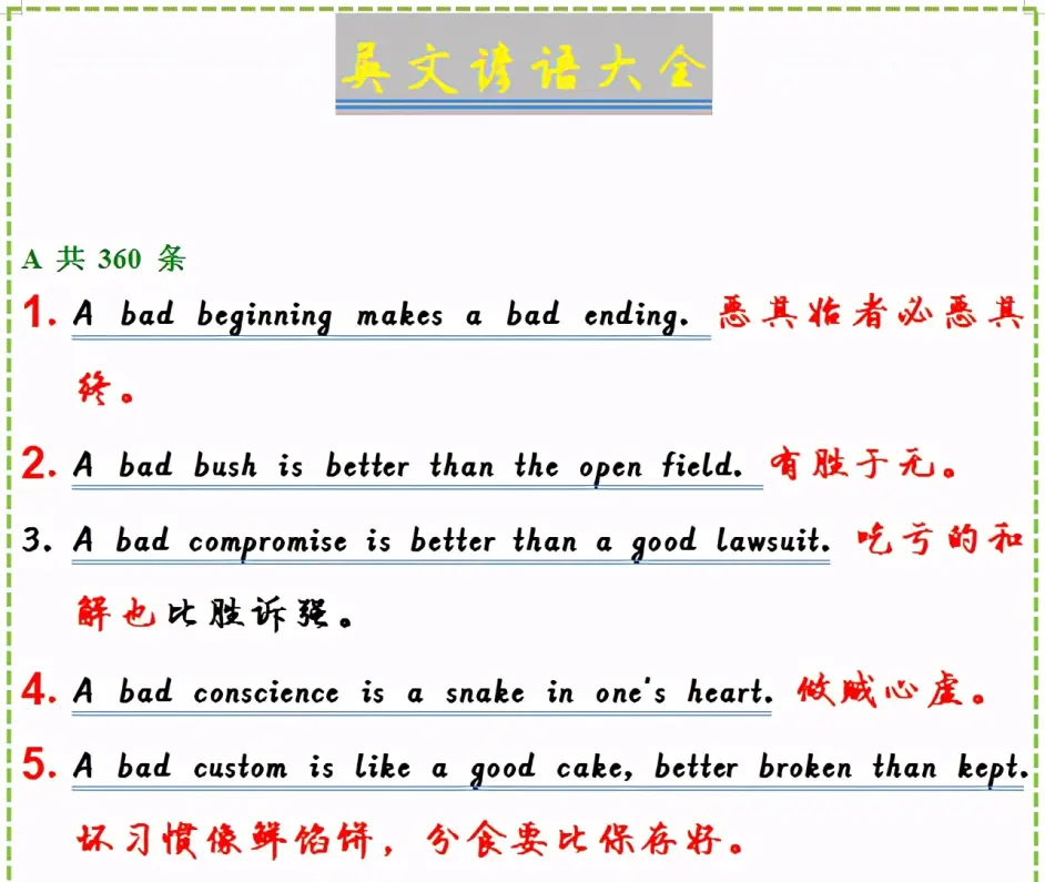 21高考 高中英文谚语大全 共计73页 作文提分小帮手 哔哩哔哩