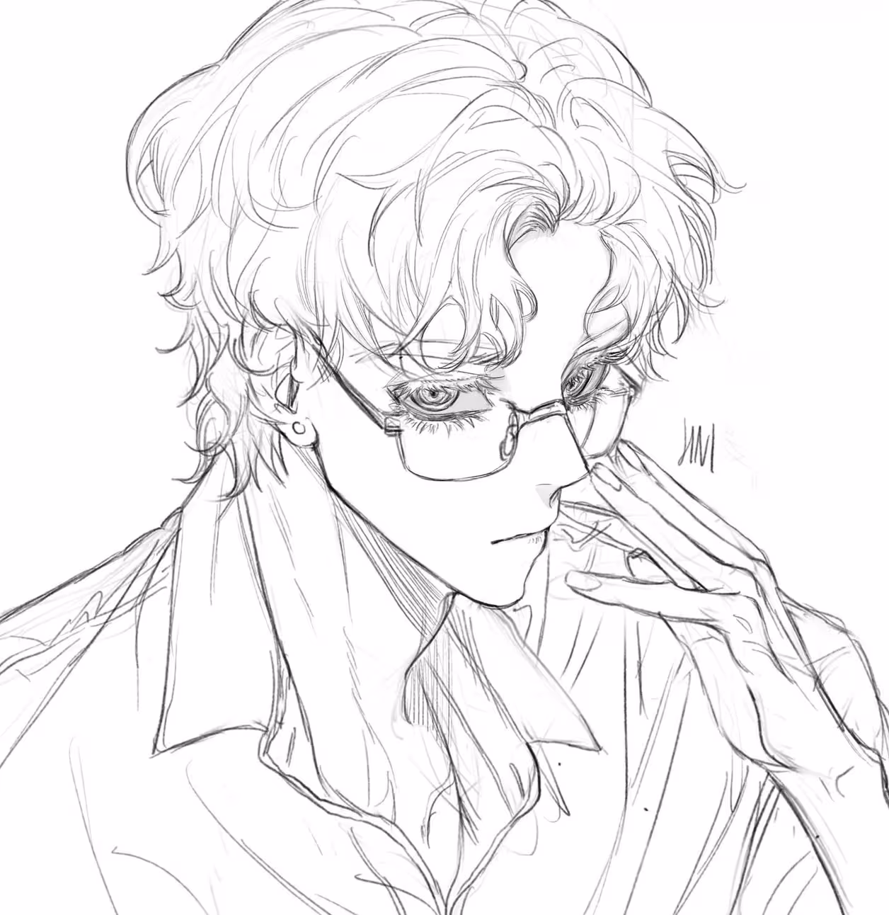 日韩系/古风男生线稿素材