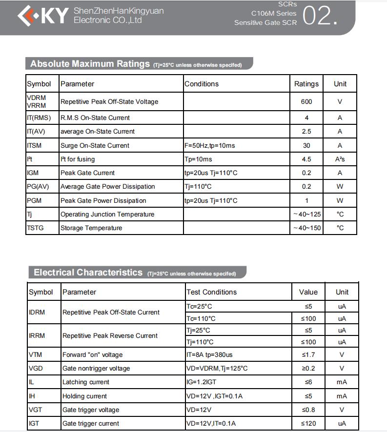 C106M-ASEMI代理KY原厂单向可控硅C106M - 哔哩哔哩