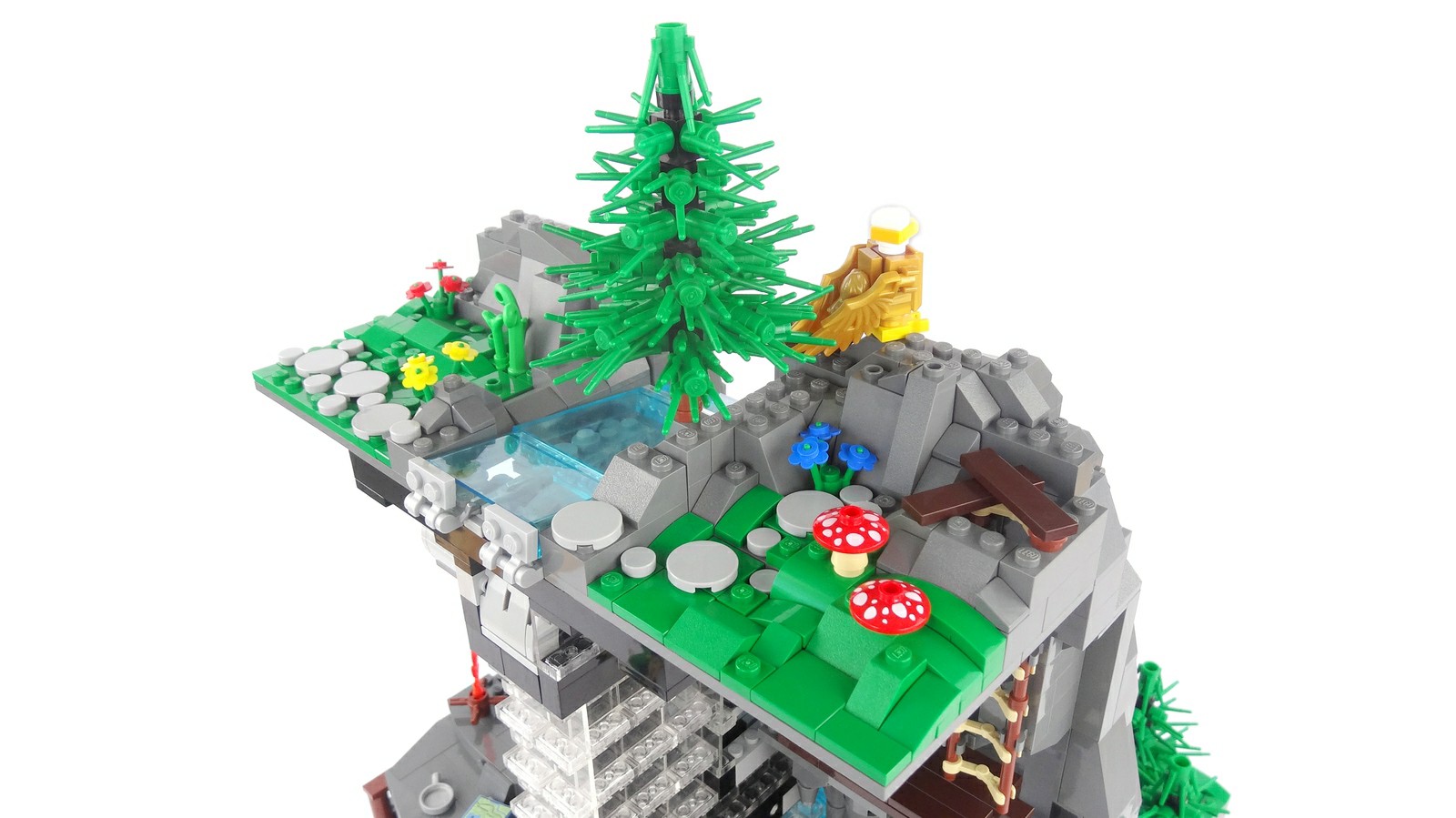 用乐高做瀑布漂亮的乱石水帘还能流动哦