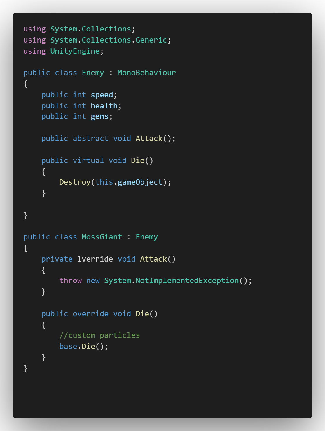 【Unity学习笔记】C基础抽象类（Abstract Classes） 哔哩哔哩