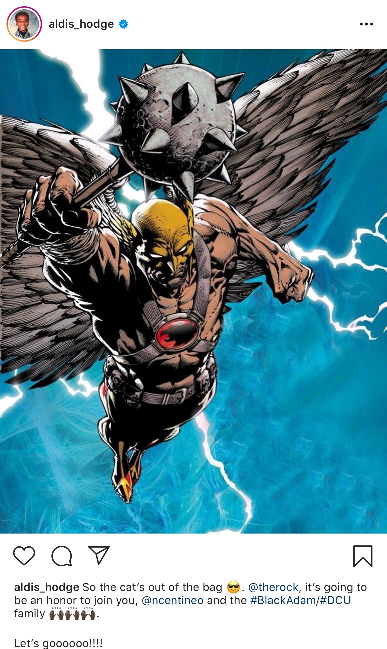 强森主演dc电影《黑亚当》鹰侠人选确认由黑人演员阿迪尔斯·霍吉饰演