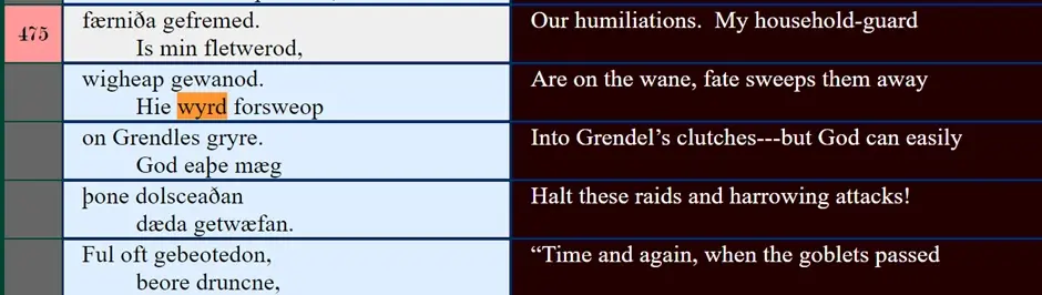 Beowulf, VIII.476­