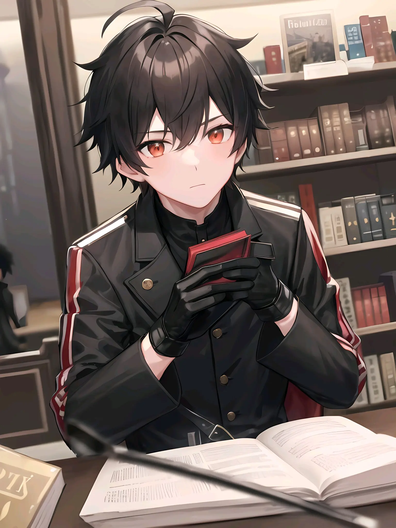 ai绘画,黑发红瞳的男孩.2023年9月26日