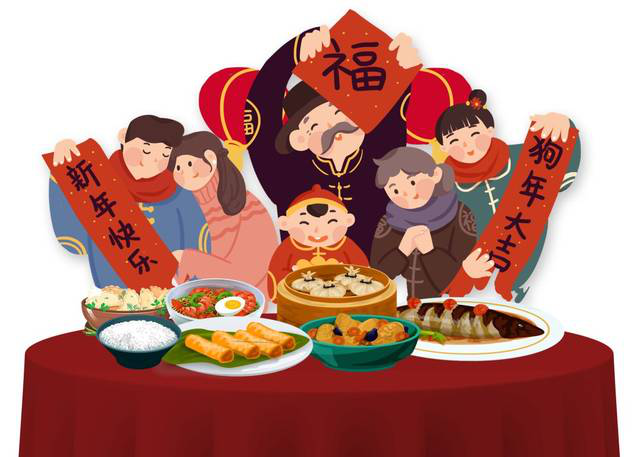 年夜饭源于古代的年终祭祀仪式,拜祭神灵与祖先后,团圆聚餐.