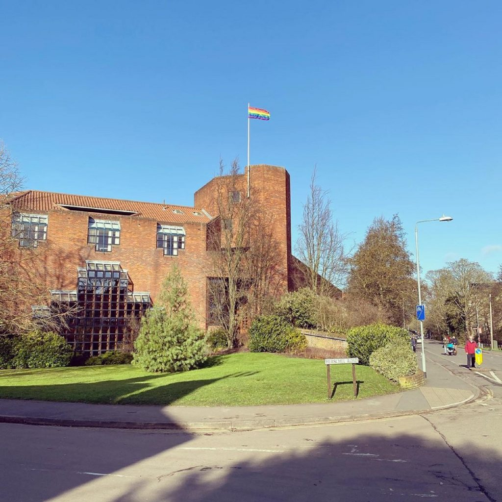 robinson college flying the rainboy flag