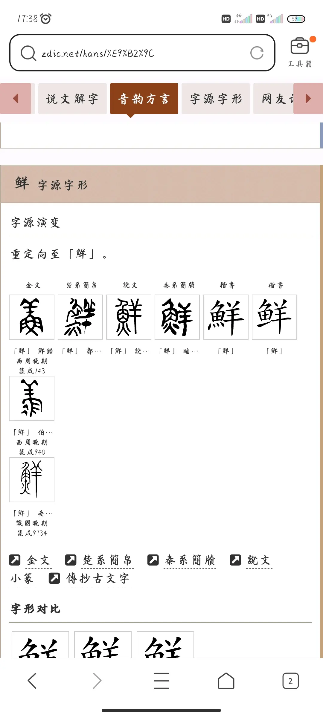 说文解字里合并的汉字:鲜鱻尟