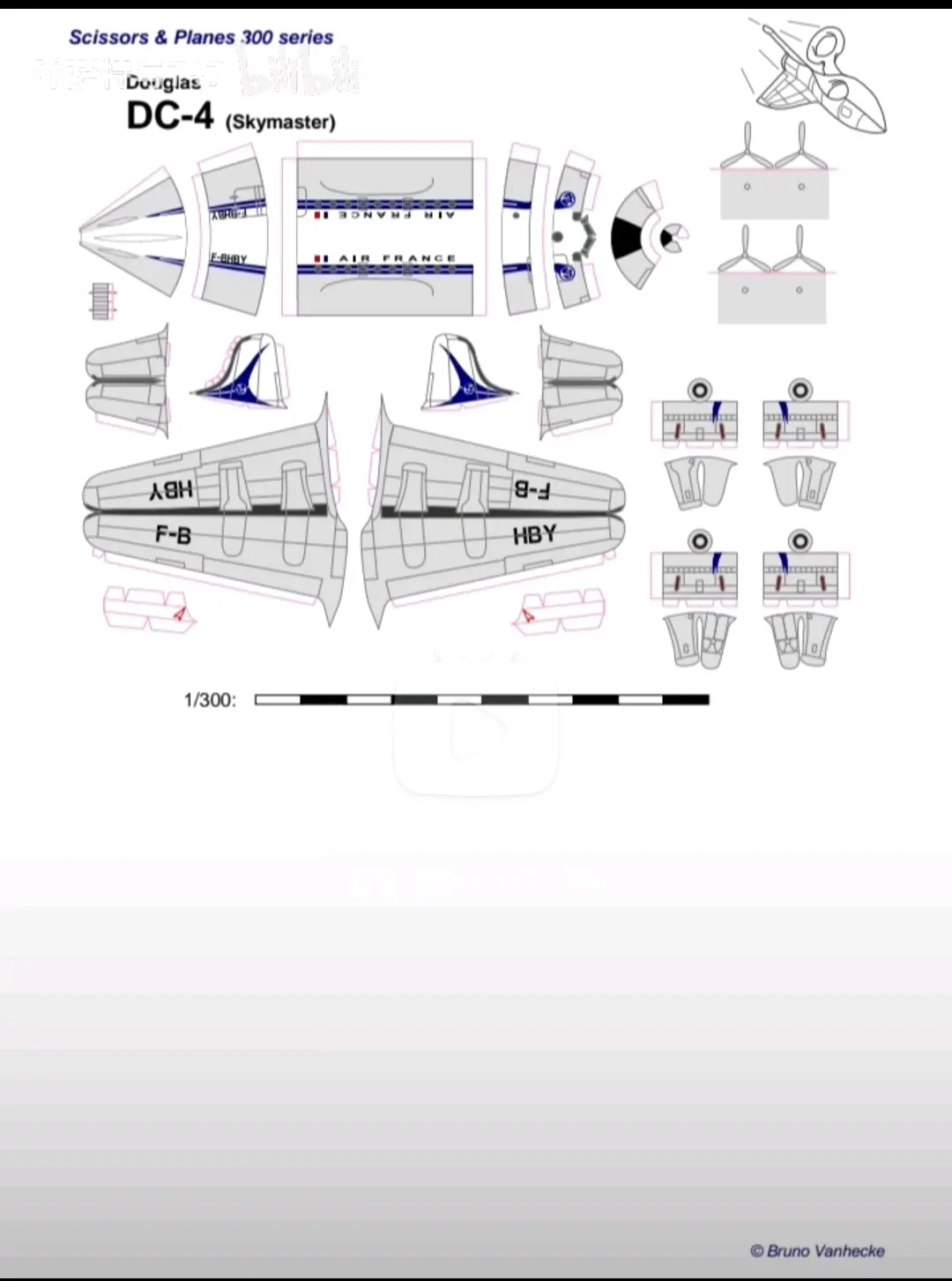 螺旋桨飞机纸模图纸