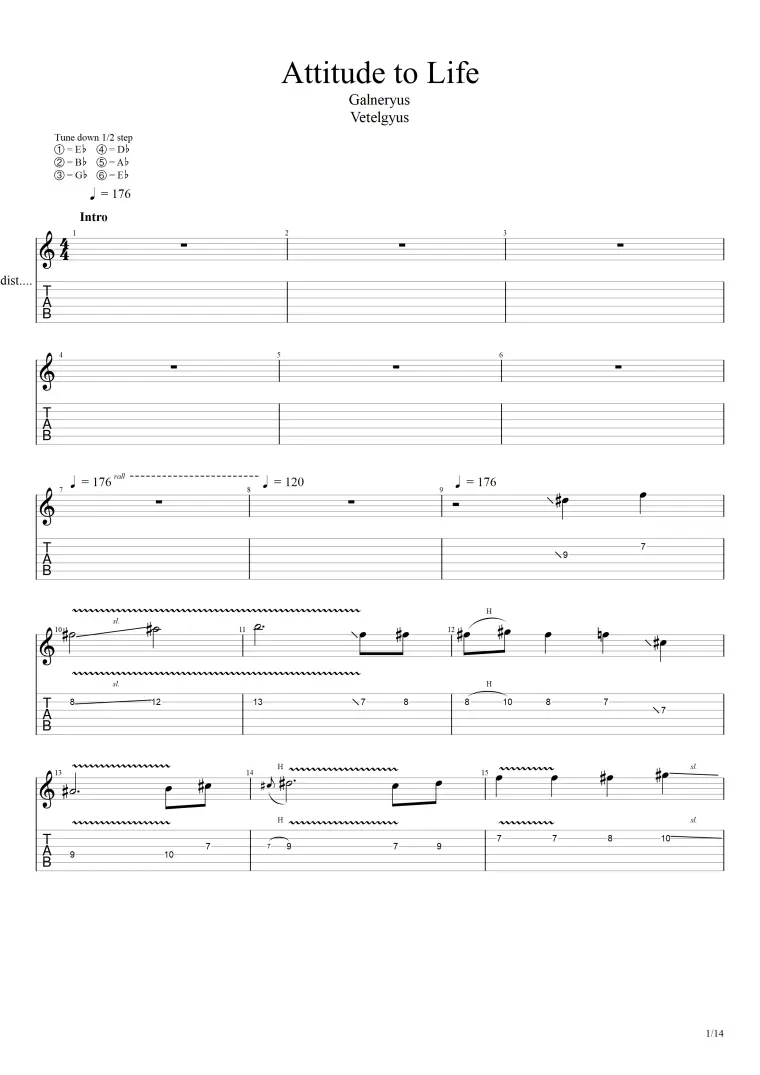 Attitude To Life Galneryus Tab谱 Syu部分 哔哩哔哩