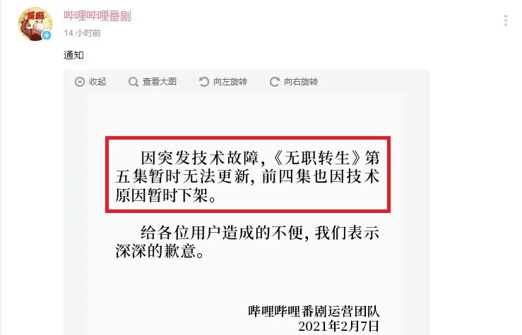 无职转生 被下架 原因可能并不在b站 而是观众的举报 哔哩哔哩