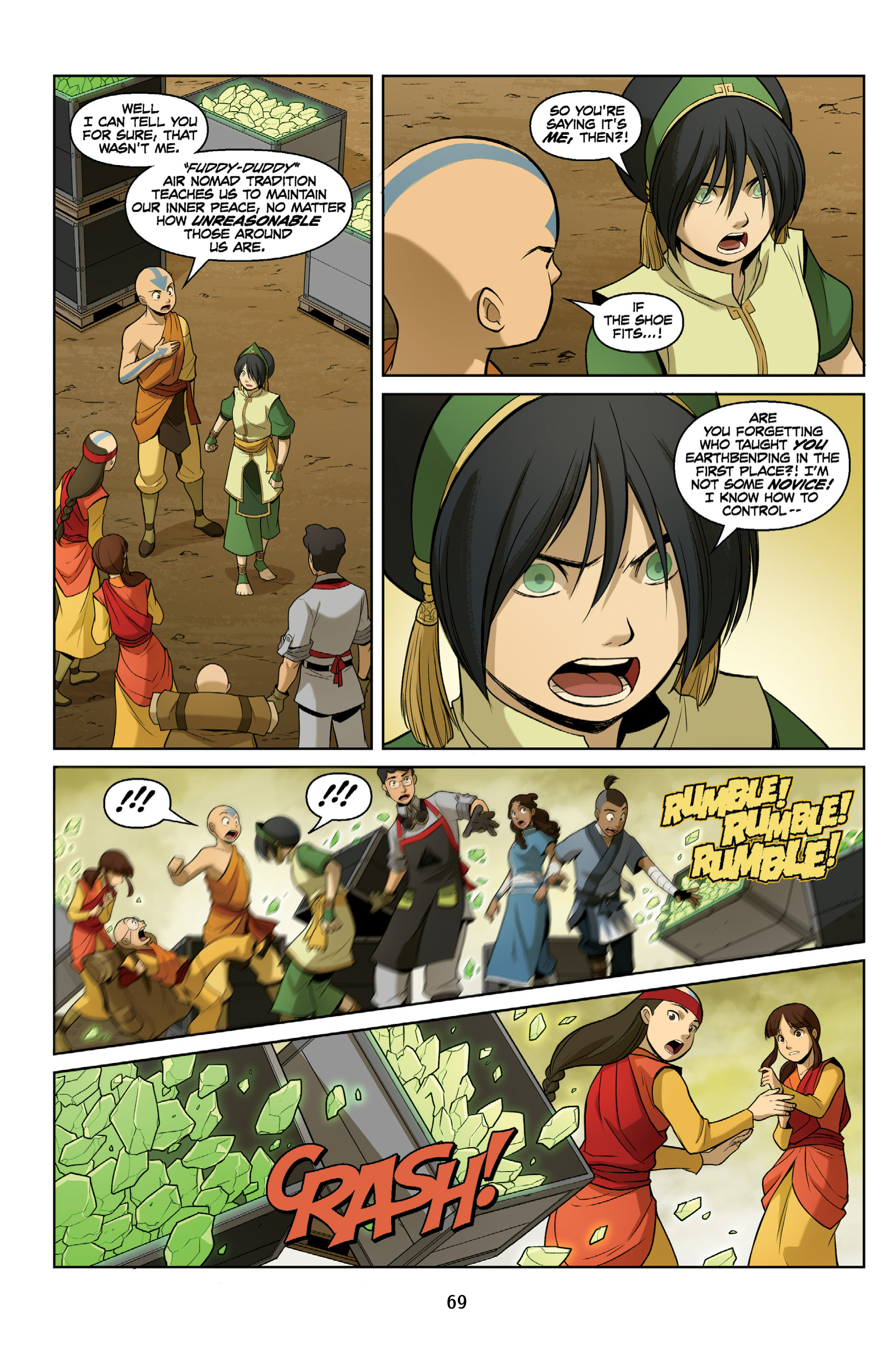 after the danger is over, toph suggests that aang is trying too