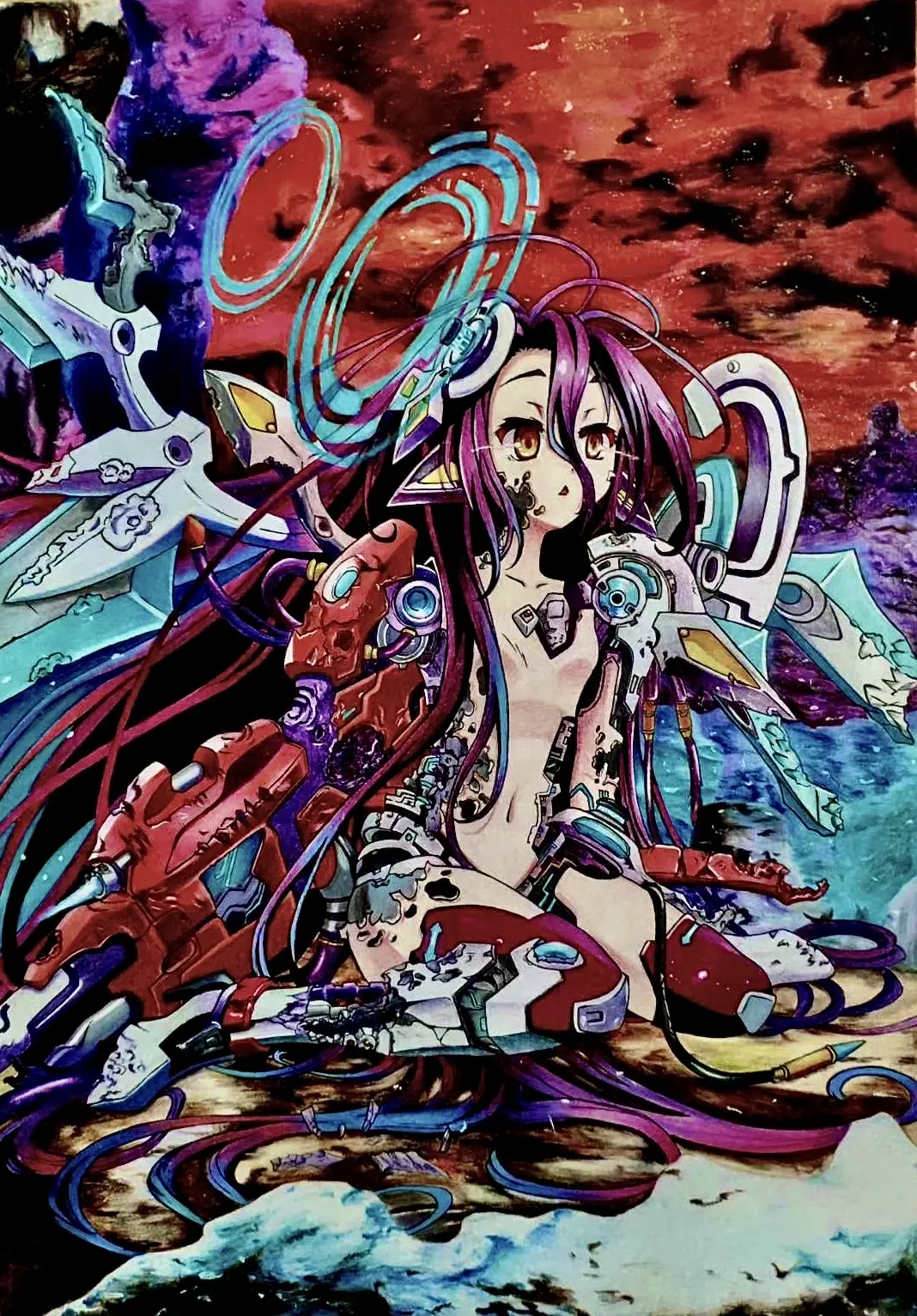 游戏人生战损休比马克笔手绘