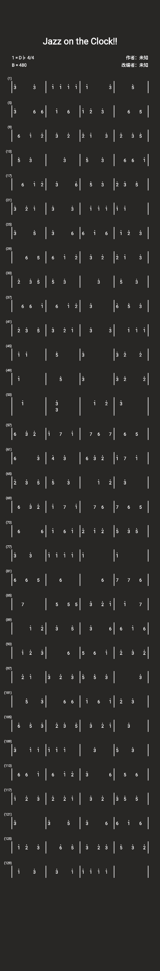 Jazz on the Clock!!简谱 哔哩哔哩