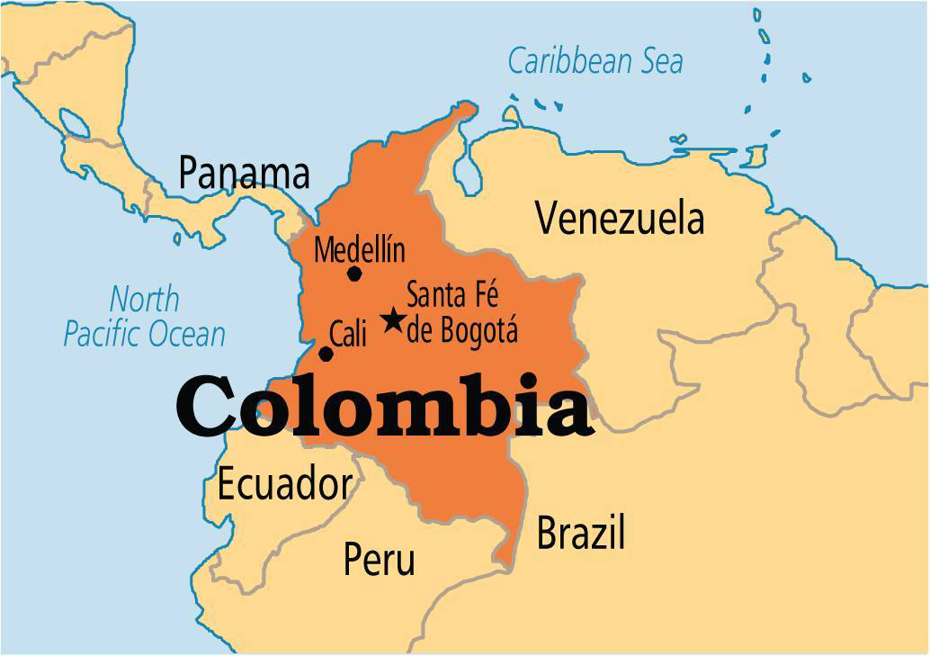 哥伦比亚地图位置图片