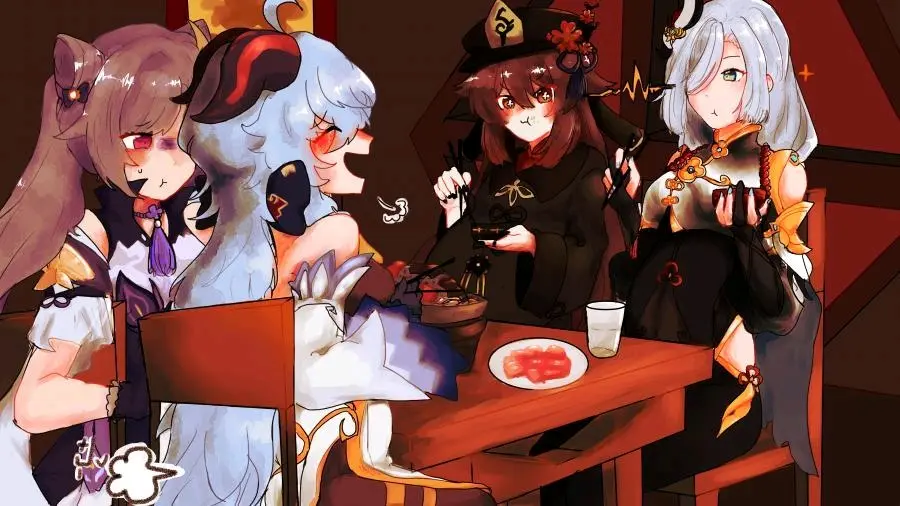 女角色一起吃火锅吃撑了(原神/吃撑了/vore)